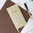 9x18 cm Yumuşak Vegan Deri Kapak Kareli Not Defteri – Tarihsiz Okul Defteri – Krem