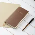 9x18 cm Yumuşak Vegan Deri Kapak Kareli Not Defteri – Tarihsiz Okul Defteri – Kahverengi