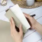 9x18 cm Yumuşak Vegan Deri Kapak Kareli Not Defteri – Tarihsiz Okul Defteri – Kahverengi