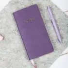 9x18 cm Yumuşak Vegan Deri Kapak Kareli Not Defteri – Tarihsiz Okul Defteri – Mor