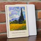 A5 Spiralli Çizgili Okul Defteri 4’lü Set – Karton Kapak, Ders Programlı – Van Gogh Serisi