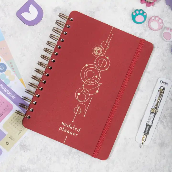 12li Tarihsiz Planlayıcı Ajanda Yılbaşı Hediye Seti - 15x21 cm - Kumaş Kapak