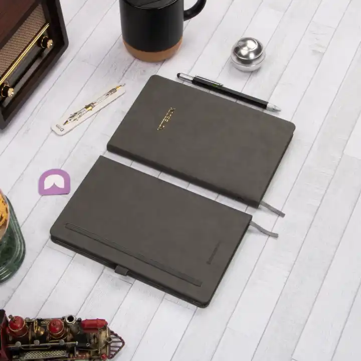 13x21 cm Füme Deri Sert Kapak Noktalı Tarihsiz Dikişli Not Okul Defteri