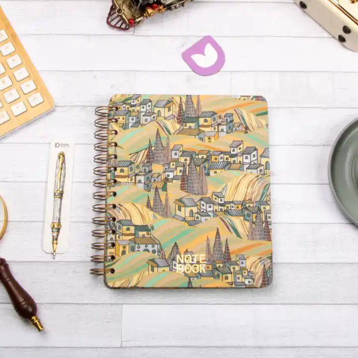 16,5x20 cm Şehir Sert Kapak Noktalı Tarihsiz Spiralli Not Okul Defteri