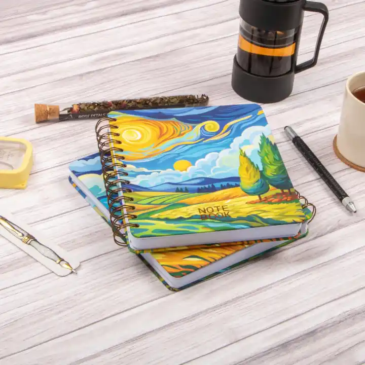16,5x20 cm Van Gogh Sert Kapak Noktalı Tarihsiz Spiralli Not Okul Defteri