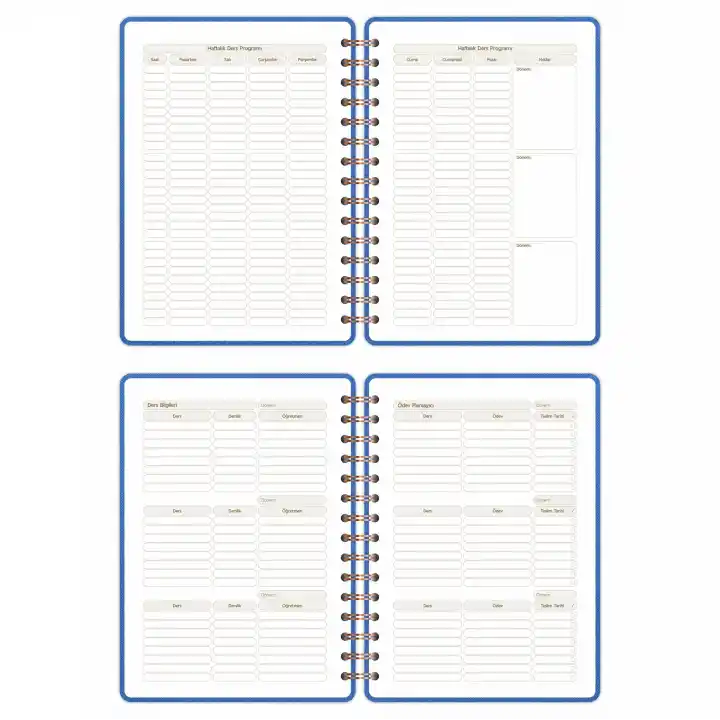 2025-2026 A5 Akademik Ajanda Spiralli Kumaş Kapak 16 Aylık - Mavi