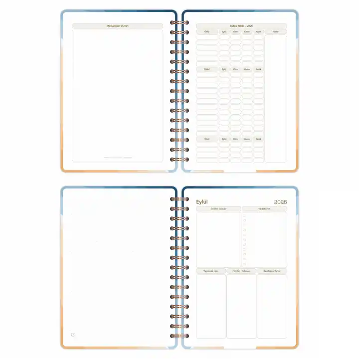 2025-2026 A5 Akademik Ajanda Spiralli Kuşe Kapak 16 Aylık - Okyanus Esintisi