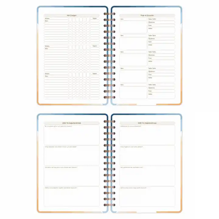 2025-2026 A5 Akademik Ajanda Spiralli Kuşe Kapak 16 Aylık - Okyanus Esintisi