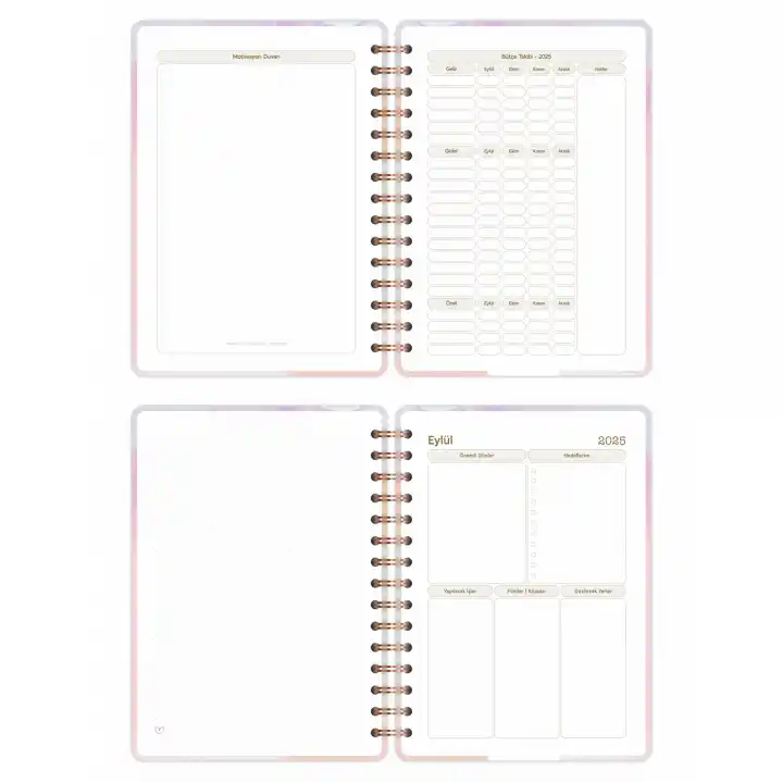 2025-2026 A5 Akademik Ajanda Spiralli Kuşe Kapak 16 Aylık - Renklerin Dansı