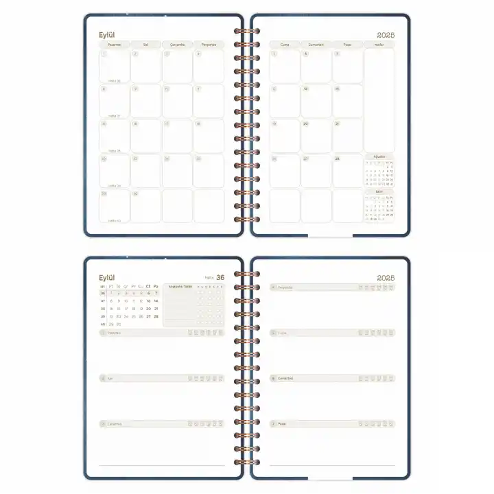 2025-2026 A5 Akademik Ajanda Spiralli Kuşe Kapak 16 Aylık - Yıldızlı Gökyüzü