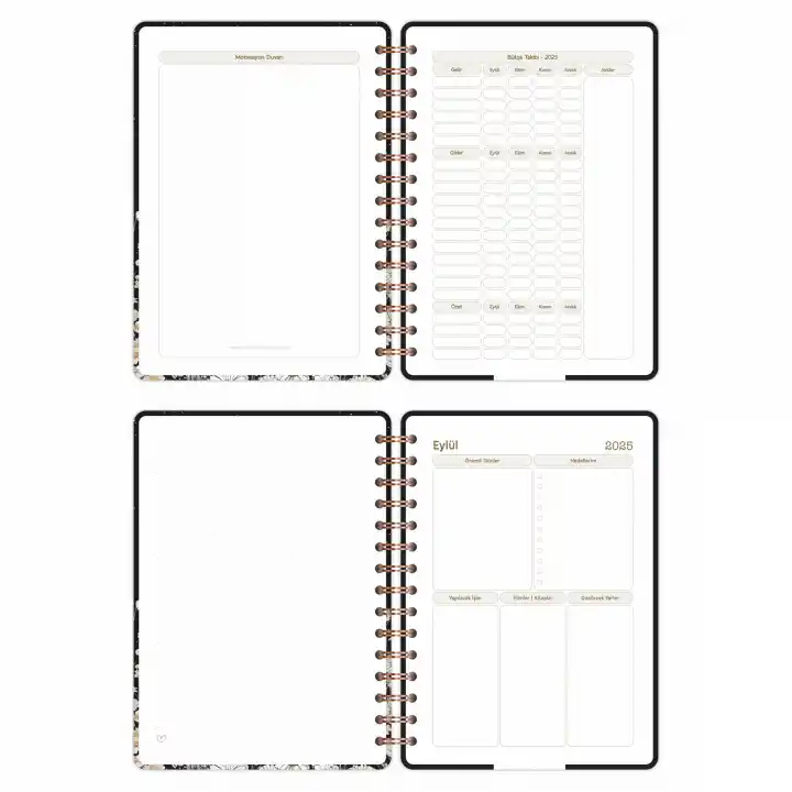 2025-2026 A5 Akademik Ajanda Spiralli Kuşe Kapak 16 Aylık - Yıldızlı Kedi