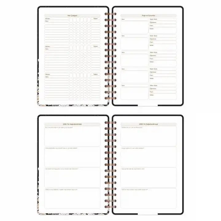 2025-2026 A5 Akademik Ajanda Spiralli Kuşe Kapak 16 Aylık - Yıldızlı Kedi