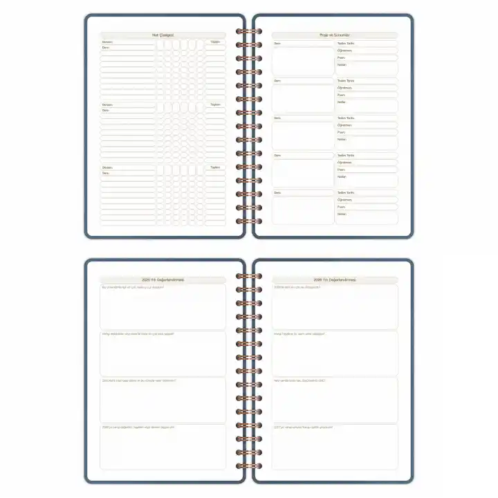 2025-2026 A5 Akademik Ajanda Spiralli Vegan Deri Kapak 16 Aylık - Antrasit