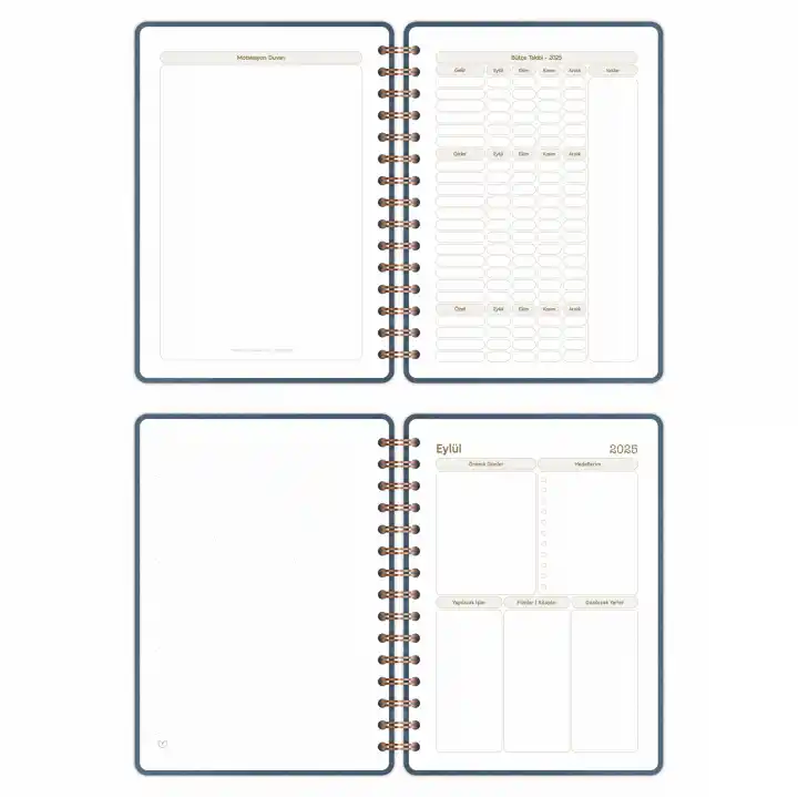 2025-2026 A5 Akademik Ajanda Spiralli Vegan Deri Kapak 16 Aylık - Antrasit