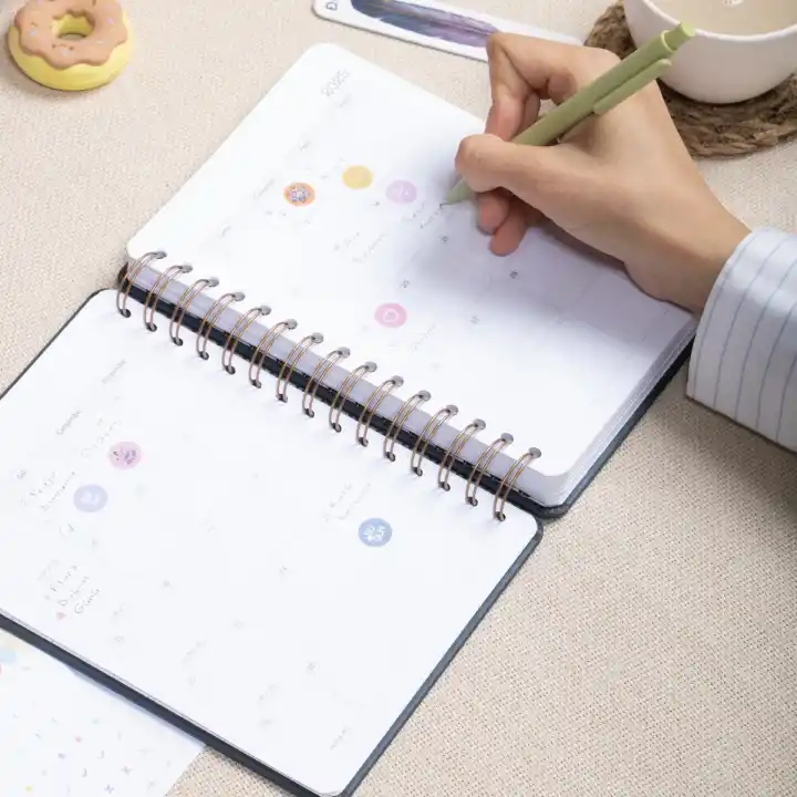 2025-2026 A5 Akademik Ajanda Spiralli Vegan Deri Kapak 16 Aylık - Antrasit