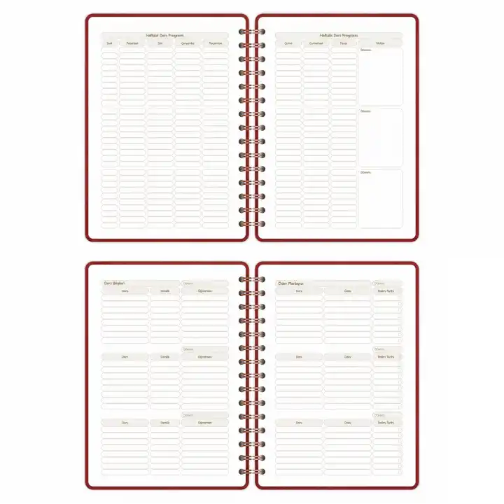 2025-2026 A5 Akademik Ajanda Spiralli Vegan Deri Kapak 16 Aylık - Bordo