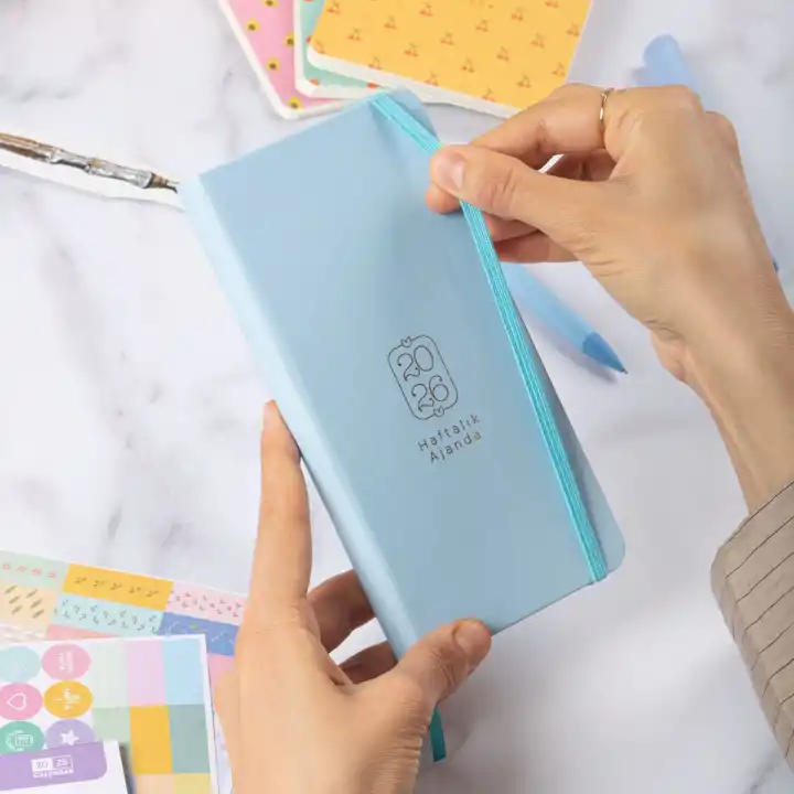 2026 Haftalık Ajanda 9x18 cm Sert Kapak - Mavi