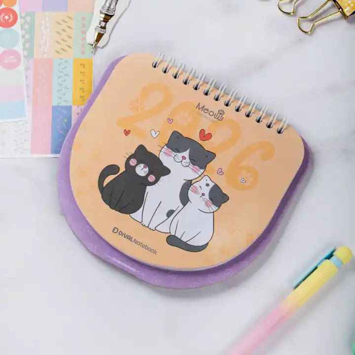 2026 Kedili Hacıyatmaz Masa Takvimi - Meow Kedi Serisi