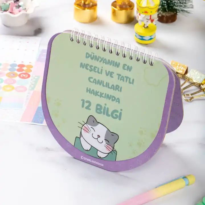 2026 Kedili Hacıyatmaz Masa Takvimi - Meow Kedi Serisi