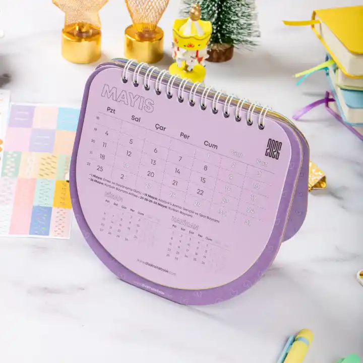 2026 Kelebekli Hacıyatmaz Masa Takvimi - Butterfly Serisi