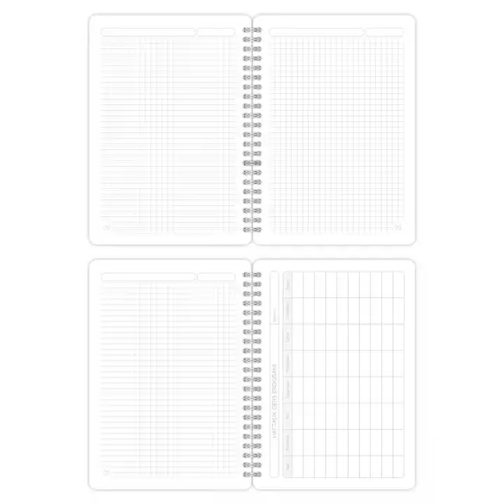 A5 Spiralli Karton Kapak 2li Set Kareli Ders Programlı Not Okul Defteri - Galaksi Serisi Vol. 2