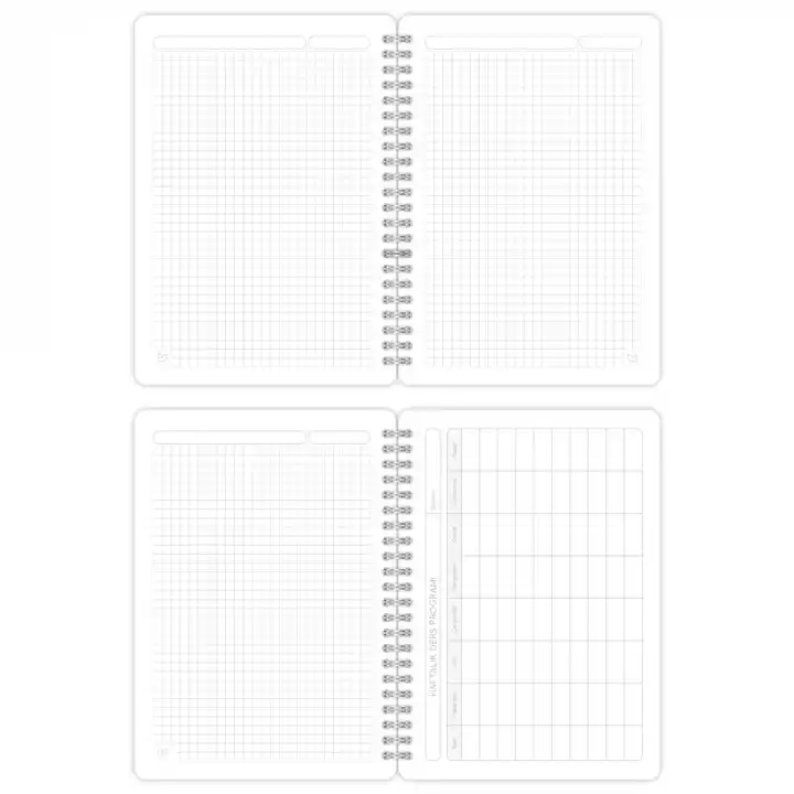 A5 Spiralli Karton Kapak 2li Set Kareli Ders Programlı Not Okul Defteri - Leopar, Zebra