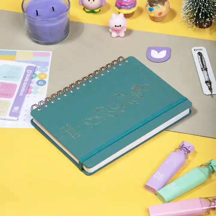 A5 Süresiz Haftalık Planlayıcı Spiralli Kumaş Kapak - Turkuaz