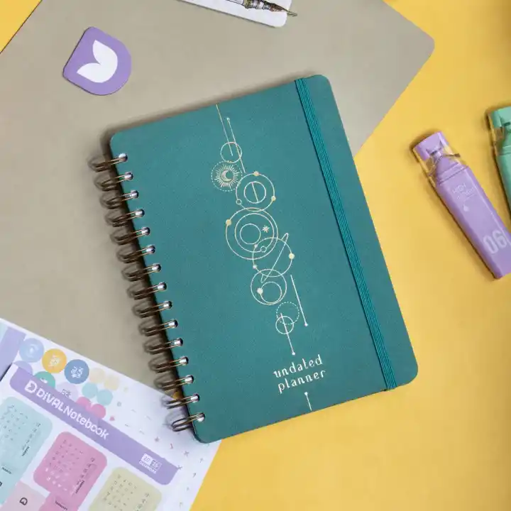 A5 Süresiz Haftalık Planlayıcı Spiralli Kumaş Kapak - Turkuaz