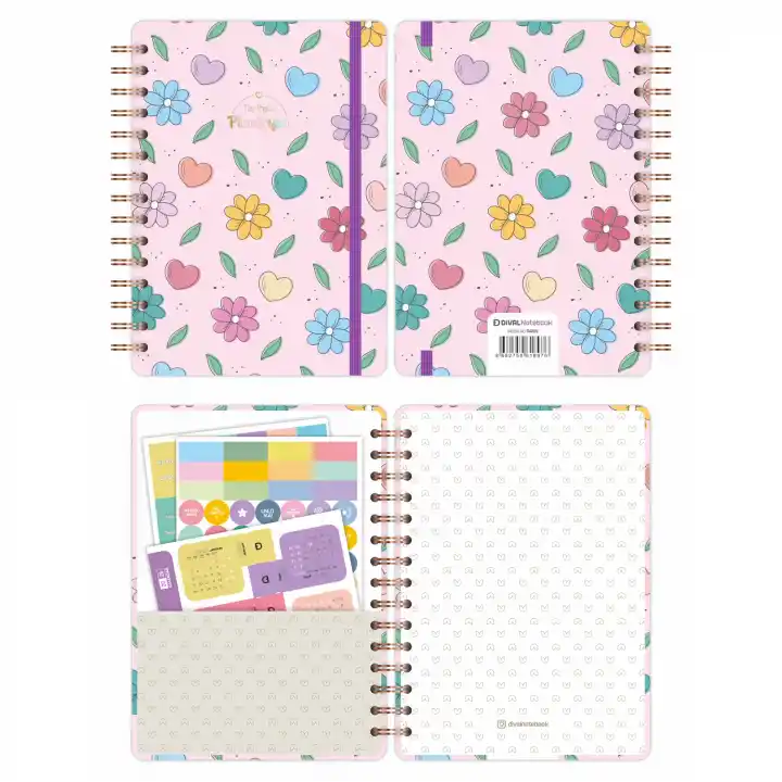 A5 Süresiz Haftalık Planlayıcı Spiralli Kuşe Kapak - Çiçek Bahçesi