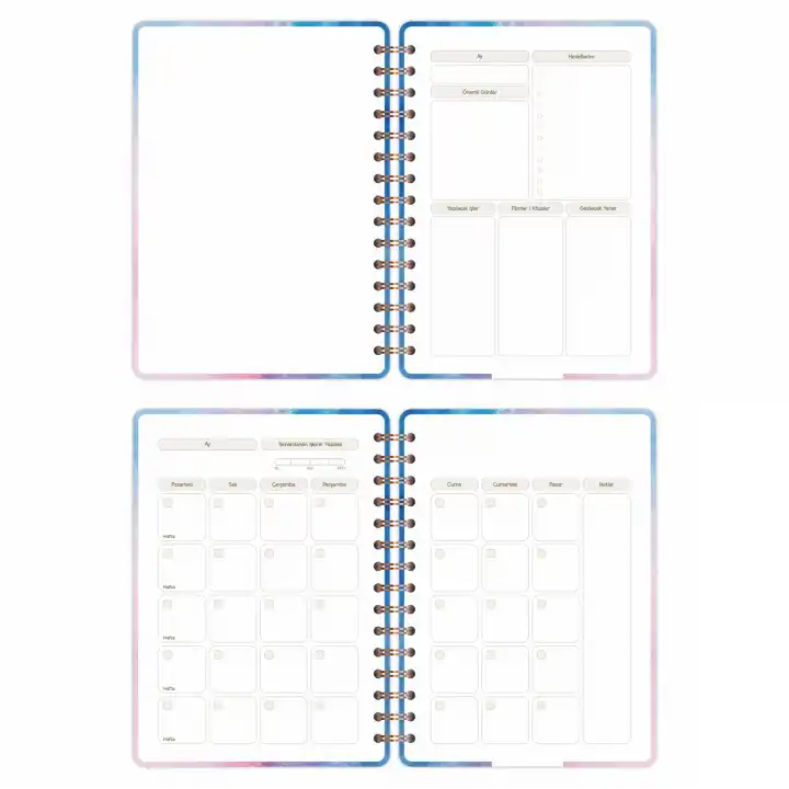 A5 Süresiz Haftalık Planlayıcı Spiralli Kuşe Kapak - Renklerin Dansı