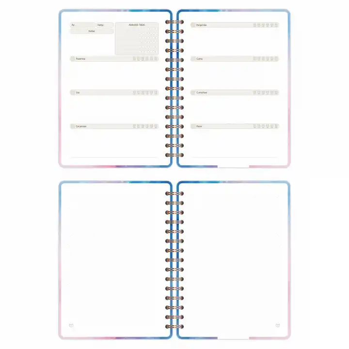 A5 Süresiz Haftalık Planlayıcı Spiralli Kuşe Kapak - Renklerin Dansı