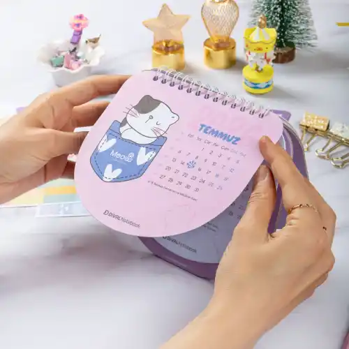 2026 Kedili Hacıyatmaz Masa Takvimi - Meow Kedi Serisi