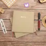 16,5x16,5 cm Krem Yumuşak Deri Kapak Noktalı Tarihsiz Dikişli Not Okul Defteri