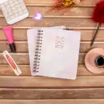 16,5x20 cm Pembe Sert Kapak Noktalı Tarihsiz Spiralli Not Okul Defteri