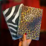 A5 Spiralli Karton Kapak 2li Set Kareli Ders Programlı Not Okul Defteri - Leopar, Zebra