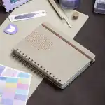 A5 Süresiz Haftalık Planlayıcı Spiralli Vegan Deri Kapak - Krem