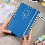 A5 Süresiz Haftalık Planlayıcı Spiralli Vegan Deri Kapak - Mavi