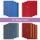 12li Akademik Ajanda Hediye Seti - 15x21 cm - Kumaş ve Vegan Deri