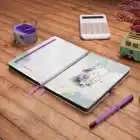 13,5x20 cm Mor Çiçekli Sert Kapak Noktalı Tarihsiz Dikişli Not Okul Defteri