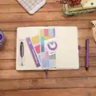 13,5x20 cm Mor Çiçekli Sert Kapak Noktalı Tarihsiz Dikişli Not Okul Defteri