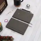 13x21 cm Füme Deri Sert Kapak Noktalı Tarihsiz Dikişli Not Okul Defteri