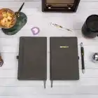 13x21 cm Füme Deri Sert Kapak Noktalı Tarihsiz Dikişli Not Okul Defteri