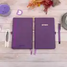 13x21 cm Mor Deri Sert Kapak Noktalı Tarihsiz Dikişli Not Okul Defteri