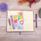 13x21 cm Mor Deri Sert Kapak Noktalı Tarihsiz Dikişli Not Okul Defteri