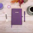 13x21 cm Mor Deri Sert Kapak Noktalı Tarihsiz Dikişli Not Okul Defteri