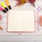 13x21 cm Pembe Deri Sert Kapak Noktalı Tarihsiz Dikişli Not Okul Defteri