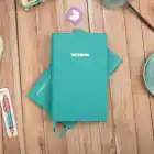 13x21 cm Turkuaz Deri Sert Kapak Noktalı Tarihsiz Dikişli Not Okul Defteri