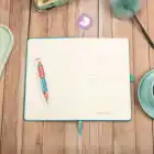 13x21 cm Turkuaz Deri Sert Kapak Noktalı Tarihsiz Dikişli Not Okul Defteri