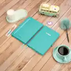 13x21 cm Turkuaz Deri Sert Kapak Noktalı Tarihsiz Dikişli Not Okul Defteri