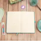 13x21 cm Turkuaz Deri Sert Kapak Noktalı Tarihsiz Dikişli Not Okul Defteri